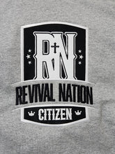 Load image into Gallery viewer, Revival Nation Citizen - Embroidered Patch - Gray Crewneck Sweatshirt