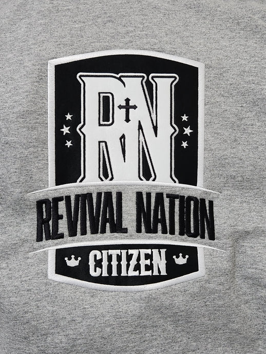 Revival Nation Citizen - Embroidered Patch - Gray Crewneck Sweatshirt