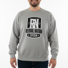 Load image into Gallery viewer, Revival Nation Citizen - Embroidered Patch - Gray Crewneck Sweatshirt